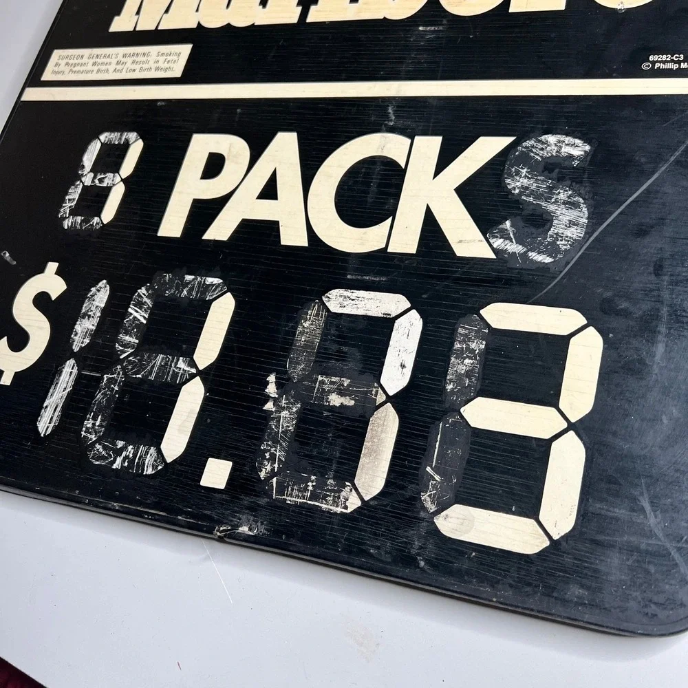 Vintage Marlboro Packs Store Price‎ Sign Philip Morris 1992 Display
